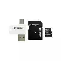 GOODRAM Memory MicroSD Card All-in-One - 32GB with adapter, UHS I Class 10, 100MB/s + reader