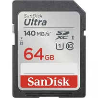 SANDISK 64GB Ultra SDXC memory card, 140MB/s, UHS-I Class 10