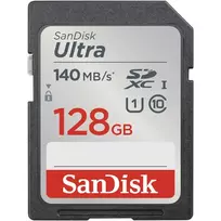 SANDISK 128GB Ultra SDXC memory card, 140MB/s, UHS-I, Class 10