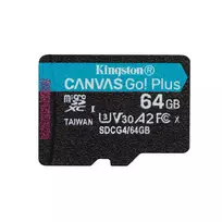 KINGSTON 64GB microSDXC Canvas Go Plus Gen4 memory card, 200MB/s, A2, U3, V30 + adapter