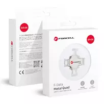 Forcell 64GB USB 3.2 Gen 1 Pendrive (USB A / USB C / Lightning / Micro USB) F-Data Metal Quad Silver