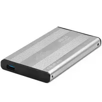 Qoltec Aluminum External Hard Drive Case HDD SSD 2.5'' SATA3 | USB 3.0 | Silver