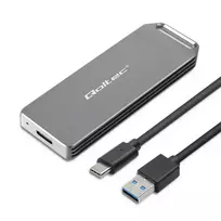 Qoltec Mini Aluminum Enclosure | M.2 SSD Drive | NVMe | PCIe | USB 3.1 | Super Speed 10Gb/s | 2TB | Silver