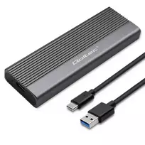 Qoltec Aluminum Enclosure | SSD M.2 Drive | SATA | NGFF | USB-C | Super Speed | 2TB | Grey