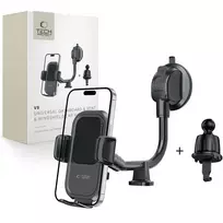Tech-Protect V8 Car Phone Holder for Dashboard, Windshield, or Air Vent – Black