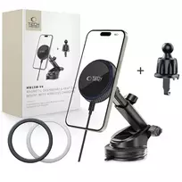 Tech-Protect MM15W-V4 Magnetic MagSafe 15W Car Holder for Cockpit, Windshield, or Air Vent - Black