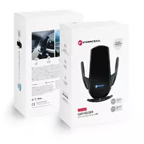 Forcell Wireless car phone holder, automatic F-Grip HS1 Qi 15W, windshield/air vent mount, black