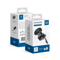 Blue Star Magnetic car phone holder with smart lock, round design, black