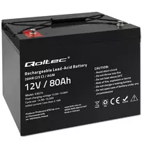Qoltec AGM battery | 12V | 80Ah | 23.5kg | Maintenance-free | Powerful | LongLife | Suitable for UPS, RVs, boats, and heaters