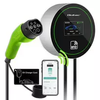 Qoltec EV Charging Station 2-in-1 Type 2 | 22kW | Wi-Fi | LCD | RFID | 3-phase | Wallbox | 5m