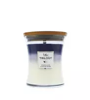 Woodwick Trilogy Evening Luxe scented candle with wooden wick, 275 g