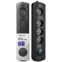 Qoltec Surge protector | 4 outlets | 2.5m | Black