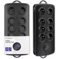 Qoltec Surge protector | 8 outlets | 2.5m | Black