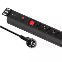 Qoltec Overvoltage surge protector power strip for 19" RACK with circuit breaker | 1U | 16A | PDU | 6xSCHUKO outlets | 2m power cord