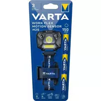 Varta head flashlight, LED work light, flexible, motion sensor, H20, 150lm, 18648 battery + 3 x R3 (AAA) batteries