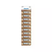 PHILIPS AA LR6 Alkaline Batteries, 10-piece blister pack