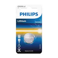 PHILIPS CR2016 Lithium Button Cell Battery, 1-Piece Blister Pack