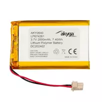 AKYGA Lithium Polymer Battery AKY0640 LP674261 Li-Po 3.7V|2000mAh PCM Molex 2.50 2-Pin Connector 50mm