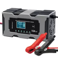 Qoltec Intelligent 12V 10A Microprocessor Battery Charger | Rectifier with Repair Function for AGM, GEL, and LiFePO4 Batteries | LCD