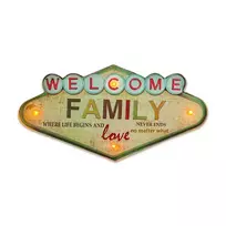 Forever Light RETRO Metal Sign LED Welcome Family