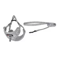 Dogness walking set with leash and harness for dog (light gray)