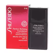 Shiseido Perfect Refining Moisturizing Liquid Foundation, D10, Golden Brown, SPF 15, 30 ml