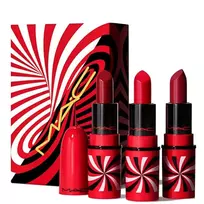 MAC Tiny Tricks Set: Mini, Matte, Cream Lipstick, Awe-Spicious, 1.8 g*Miniature + Mini, Matte, Cream Lipstick, Snappy-Go-Lucky, 1.8 g*Miniature + Mini, Matte, Cream Lipstick, Sleight of Grand, 1.8 g