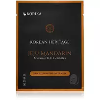 KORIKA Korean Heritage Brightening Skin Sheet Mask with Jeju Mandarin  AND  Vitamin B Complex, 25g