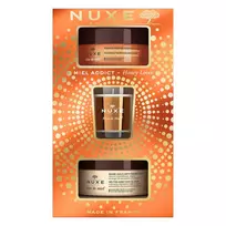 Nuxe Xmas 2022 Set: Honeymoon Dream – Deliciously Vegan, Calming Body Scrub, 175 ml + Honeymoon Dream Honey Body Balm, All Over the Body, 200 ml + Honeymoon Dream Scented Candle, 70 g