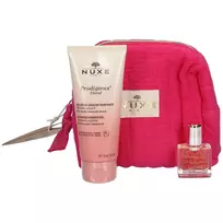 Nuxe Set: Prodigieux Floral, Shower Gel, All Over the Body, For All Skin Types, 100 ml + Prodigieux Florale, Moisturizing Body Oil, For Body, Face  AND  Hair, 30 ml + Gift, Textile Pouch, Pink
