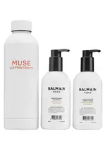 Balmain Professionnel Set: Argan Oil Hair Shampoo, Moisturizing, 300 ml + , Hair Conditioner, For Moisturizing, 300 ml + Muse Du Printemps, GWP Steel Water Bottle, White