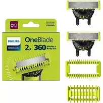 PHILIPS Genuine OneBlade 360 Replacement Blades for Face/Body Kit, for OneBlade Electric Shaver and Trimmer, Model QP624/50