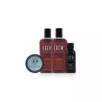 AMERICAN CREW Essential Set: Daily Hair Conditioner, 100 ml, for moisturizing + Daily Hair Shampoo, 100 ml, for hydration + Fiber Hair Styling Pomade, 50 ml, for styling, strong hold + Precision Sooth