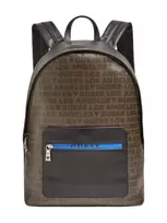 GUESS Dan, Synthetic Leather, Textile Backpack, Black/Brown, For Men