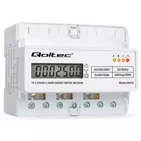 Qoltec Three-phase electronic meter | energy consumption meter for DIN rail | 400V | 100A | LCD | LED | 7P