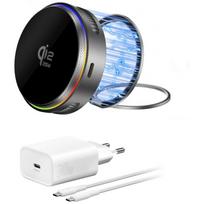 4smarts 25W Qi2 Wireless Charger MagSafe RGB 360° with USB-C Charger + USB-A/USB-C Cable, Gray