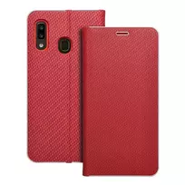 OEM LUNA Book Carbon book-style phone case for Samsung Galaxy A20e (A202), red