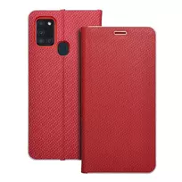 OEM LUNA Book Carbon book-style phone case for Samsung Galaxy A21s (A217), red