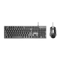 ART wired keyboard USB A QWERTY with light + wired USB A mouse with light, AK-50, black