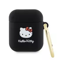 Hello Kitty HKA23DKHSK Airpods 1|2 cover black Silicone 3D Kitty Head