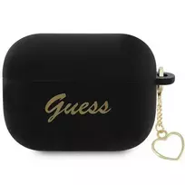 GUESS GUAP2LSCHSK AirPods Pro 2 (2022|2023) cover, black | Silicone Charm Heart Collection