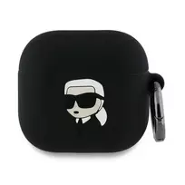 Karl Lagerfeld KLA4RUNIKK AirPods 4 cover, black | Silicone Karl Head 3D
