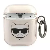 Karl Lagerfeld KLA2UCHGD TPU Glitter Choupette Head Case for AirPods 1|2 Gold
