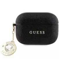 GUESS case for AirPods Pro 2 GUAP2PGEHCDK black, fixed glitter with heart diamond charm
