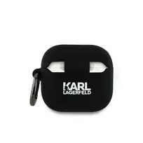 Karl Lagerfeld 3D Logo NFT Karl and Choupette Silicone Case for AirPods 4, Black