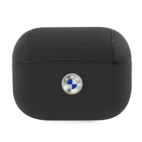 BMW Genuine Leather AirPods Pro Case with Silver Logo - Black