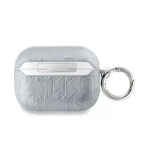 Karl Lagerfeld PU Embossed Karl and Choupette Heads Case for AirPods 3, Silver