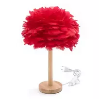 OEM Bedside table lamp, feather motif, Art Deco, red, CBDPH