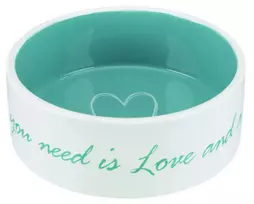 Trixie Animal bowl, ceramic: Pets Home bowl, ceramic, 1.4 l | ø 20 cm, cream | petrol