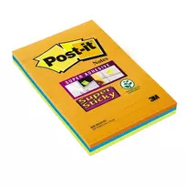 Post-It Sticky notes Super Sticky lined, 101x152mm, colored, 3 pcs/pack